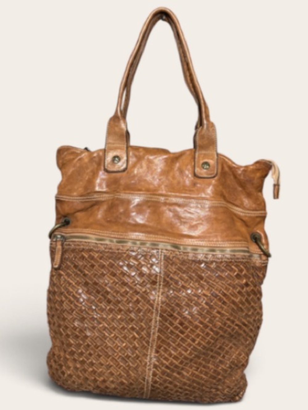 LANGELLOTTI LEATHER WOVEN TOTE SHOULDER BAG